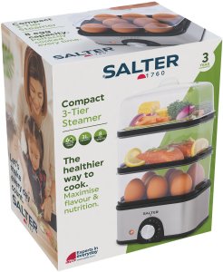 Salter Kompaktowy 3-piętrowy Parowar Salter 500W Ryby Warzywa Jajka Timer 3 Litry 11