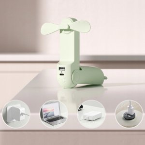 Wentylator Jisulife Mini wentylator Jisulife Handheld Fan Life8 Plus przenośny wiatraczek USB z funkcją powerbanka 4500mAh i latarką - zielony 4