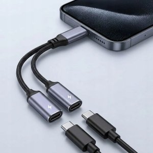 Adapter USB Bluestar USB-C - USB-C x2 Srebrny 4