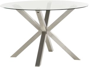 Beliani Stół ogrodowy szklany okrągły  120 cm srebrny MALETTO 6