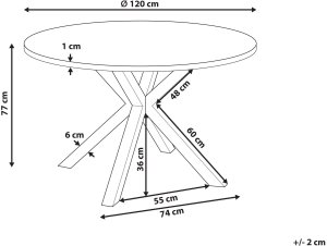 Beliani Stół ogrodowy szklany okrągły  120 cm czarny MALETTO 3