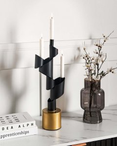 Beliani Świecznik AMILLY Metal 51 cm Czarny 2