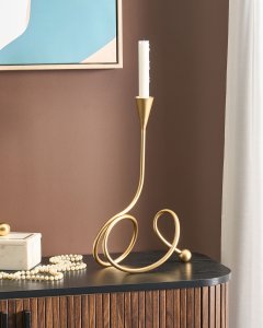 Beliani Świecznik AROUCA Metal 40 cm Złoty 4