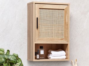 Beliani Szafka wisząca łazienkowa ROSELL 40 cm Jasnobrązowy 2