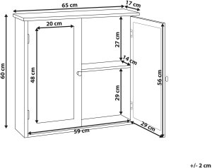 Beliani Szafka wisząca łazienkowa z lustrem ALAMOS 65 cm 60 cm Biały 3
