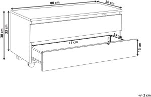 Beliani Szafka łazienkowa TERESINA Z kółkami 80 cm Czarny 3