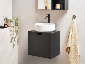 Beliani Wisząca szafka pod umywalkę SUZANO 45 cm Czarny 2