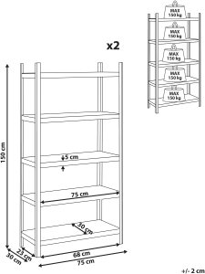 Beliani Zestaw 2 regałów magazynowych XITTA Metal 75 cm 30 cm Srebrny 3