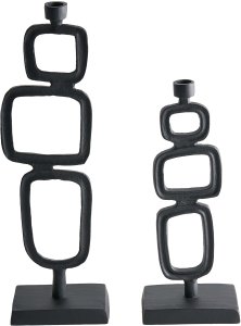 Beliani Zestaw 2 świeczników SIPANJE Metal 35/48 cm Czarny 4