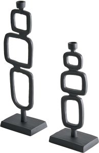 Beliani Zestaw 2 świeczników SIPANJE Metal 35/48 cm Czarny 5