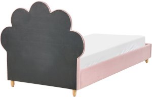 Beliani Łóżko dziecięce Muszla Welur NEULISE 90 x 200 cm Różowy 6