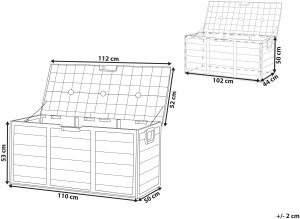 Skrzynia ogrodowa Beliani Skrzynia ogrodowa LOCARNO 112 cm 50 cm Szary 3