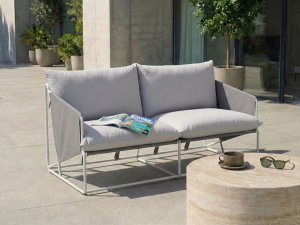 Beliani Sofa ogrodowa dla 2 osób PONTE Metal Szary 2