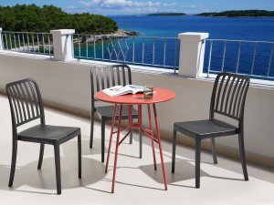 Beliani Stolik bistro TALTAL 64 cm Metal Czerwony 2