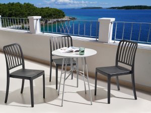 Beliani Stolik bistro TALTAL 64 cm Metal Szary 2