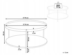 Beliani Stolik kawowy jasne drewno z czarnym LANDER 3