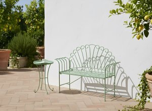 Beliani Stolik ogrodowy CAVINIA  40 cm Metal Zielony 2