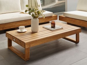 Beliani Stolik ogrodowy 110 x 60 cm jasny MARETTIMO 2
