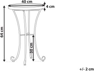 Beliani Stolik ogrodowy CAVINIA  40 cm Metal Burgundowy 3