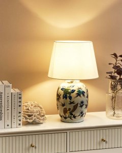 Lampa stołowa DKD Home Decor Lampa stołowa SUNJA Porcelana Biały/ niebieski 2