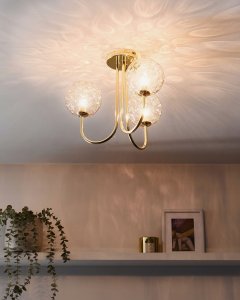 Lampa sufitowa Beliani Lampa sufitowa ANADYR Szkło Beżowy 2