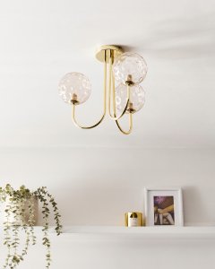 Lampa sufitowa Beliani Lampa sufitowa ANADYR Szkło Beżowy 4