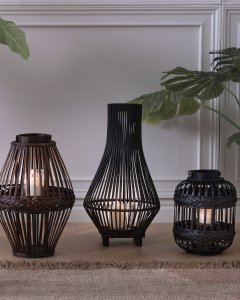 Beliani Lampion LEYTE Drewno 58 cm Czarny 4