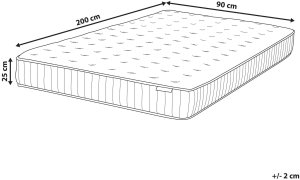 Beliani Materac kieszeniowy z żelem i pianką termoelastyczną PLEASANT Średnio twardy 90 x 200 cm 3
