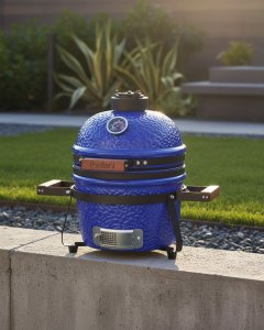 Beliani Mini grill węglowy KAMADO Ceramika Niebieski 2