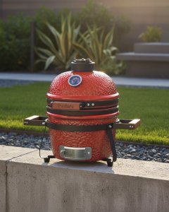 Beliani Mini grill węglowy KAMADO Ceramika Czerwony 2