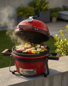 Beliani Mini grill węglowy KAMADO Ceramika Czerwony 4