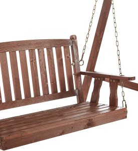 Beliani Huśtawka ogrodowa CAVIOLA Drewno świerkowe Ciemnobrązowy 10