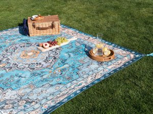 Beliani Koc piknikowy KOTLA 200 x 200 cm Niebieski 2