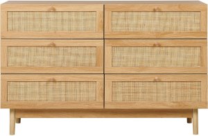 Beliani Komoda 6 szuflad jasne drewno NIVO 5