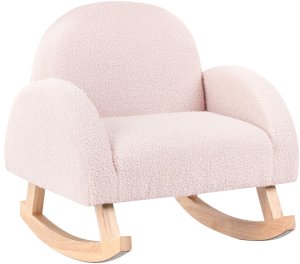 Beliani Fotel bujany dziecięcy boucle pastelowy róż HUG 4