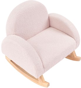 Beliani Fotel bujany dziecięcy boucle pastelowy róż HUG 7