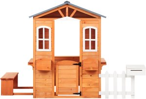 Beliani Domek ogrodowy dla dzieci AMPELIKO Drewno Jasnobrązowy 6