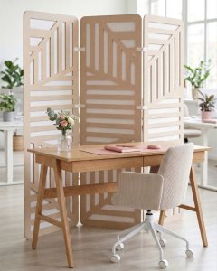 Beliani 3-panelowy parawan pokojowy FUTURA Beżowy 180 cm 180 cm 2