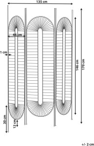 Beliani 3-panelowy parawan pokojowy NOALE złoty 135 cm 170 cm 3