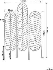Beliani 3-panelowy parawan pokojowy PESCIA Złoty 120 cm 160 cm 3