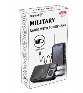 Radio budowlane Feegar Radio Przenośne Powerbank Military 16000mah Bluetooth Budowlane na Korbę IP65 Latarka 7