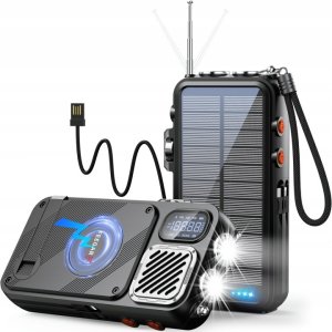 Radio budowlane Feegar Radio Przenośne Powerbank Military 16000mah Bluetooth Budowlane na Korbę IP65 Latarka 2