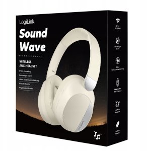 Słuchawki LogiLink Słuchawki z mikrofonem, BT6.0, ANC, kremowe 5