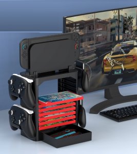 JYS Organizer Stojak Uchwyt Na Konsolę Gry Pady Do Nintendo Switch 2 Ns2 Oled / Jys-ns153b-v2 / Czarny 4