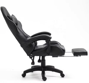 Fotel Lean Fotel Gamingowy LEAN Obrotowy Biurowy Z Podnóżkiem Poduszki Czarny 10