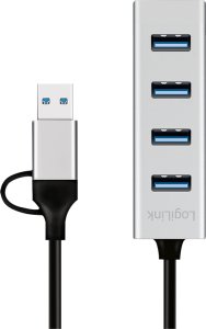 HUB USB LogiLink LogiLink UA0455 huby i koncentratory USB 3.2 Gen 1 (3.1 Gen 1) Type-A + Type-C 5000 Mbit/s Aluminium 2