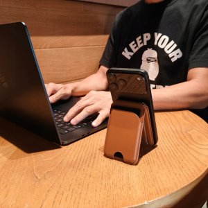 Jabees Magnetyczny Portfel Magsafe Do Telefonu Na 4 Karty Blokada Rfid + Podstawka / Magwallet Secure Granatowy 8