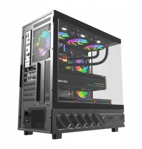 Obudowa Darkflash Obudowa komputerowa DarkFlash DS950V z wyświetlaczem (czarna) + 6 wentylatorów 8