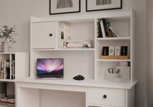 Korbi Nadstawka do Biurka 120 cm BIAŁA 1 Drzwi Regał Na Książki Dokumenty 3