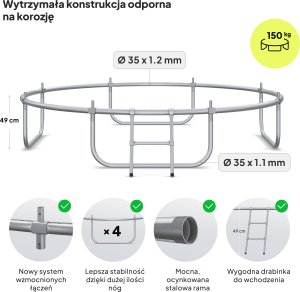 Trampolina ogrodowa Zipro Jump Pro z siatką wewnętrzną 8FT 252cm 3